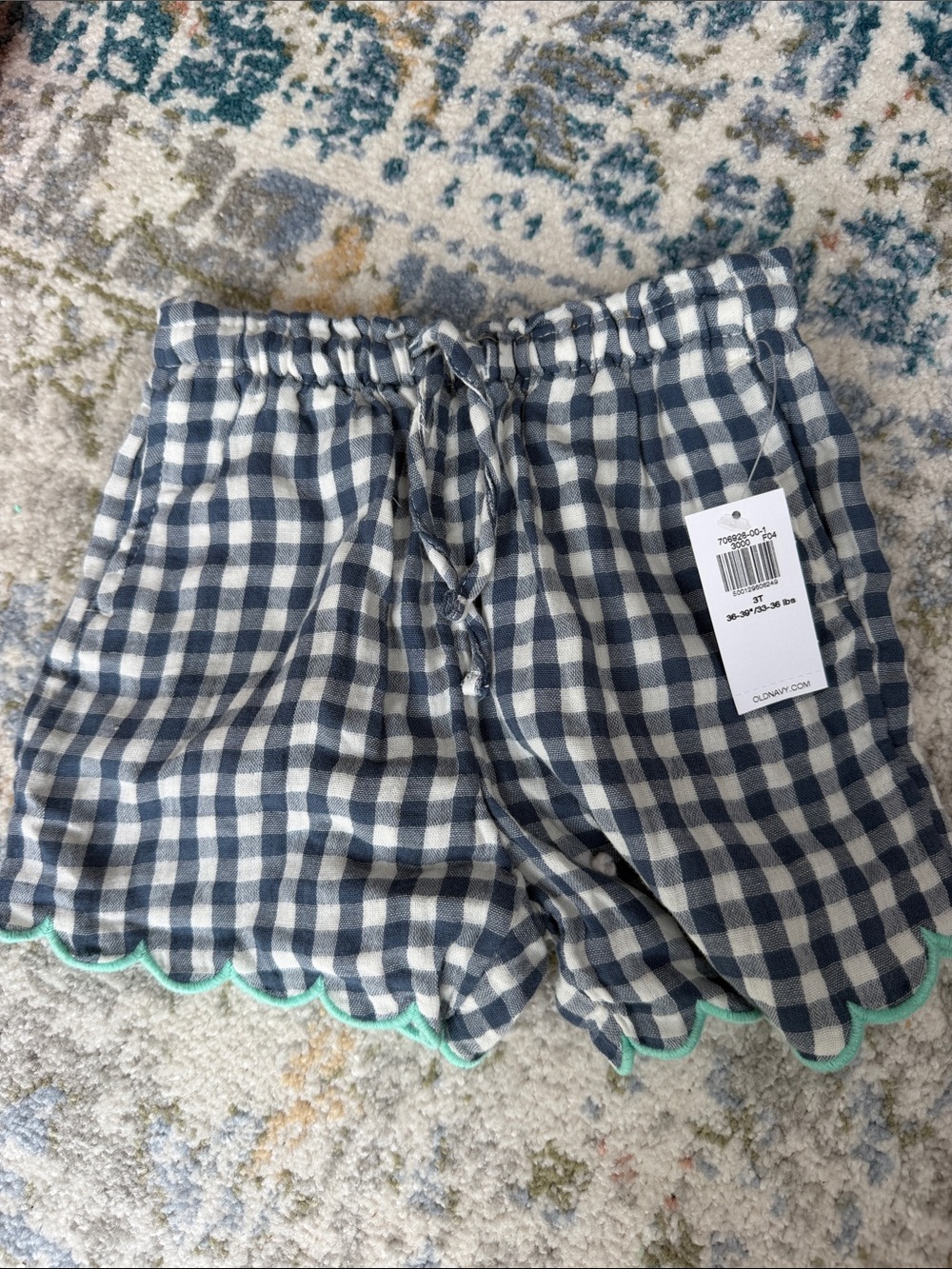 Old navy Gingham Scallop-Trim Lounge Shorts - Navy & White